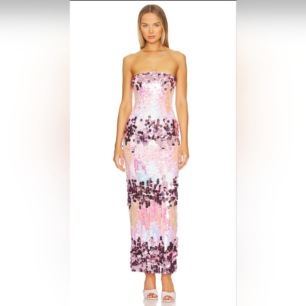 MAJORELLE Yasmina Pink Sequin Maxi Dress